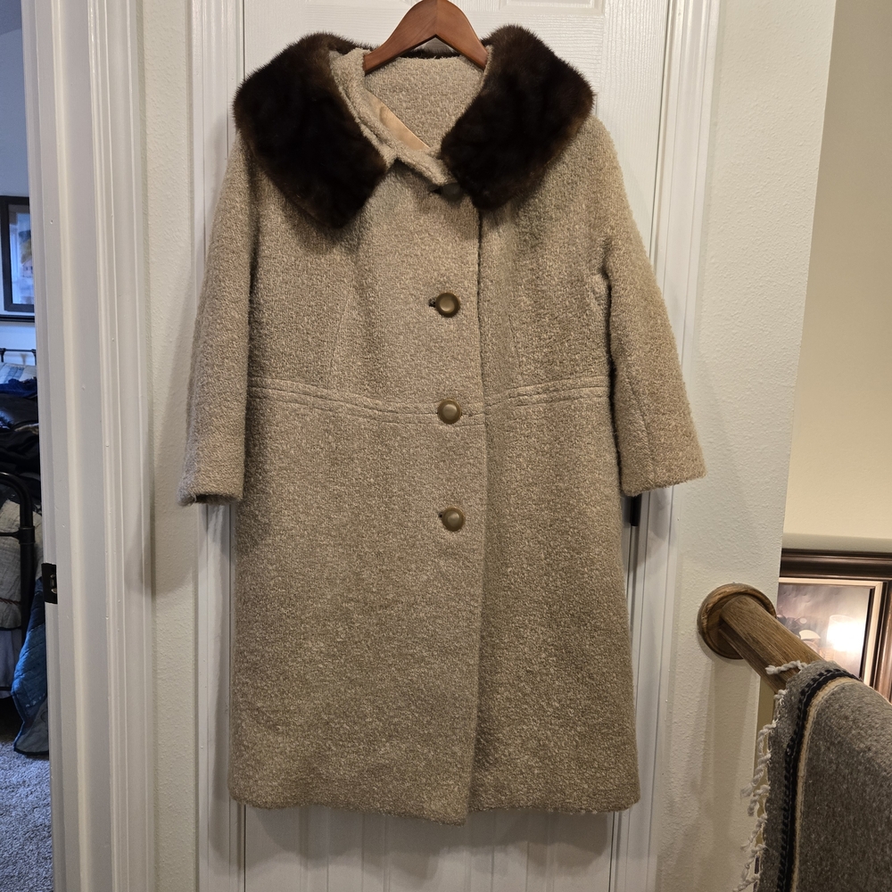 Vintage 1950s/1960s Wool Coat with Luxurious Mink Collar